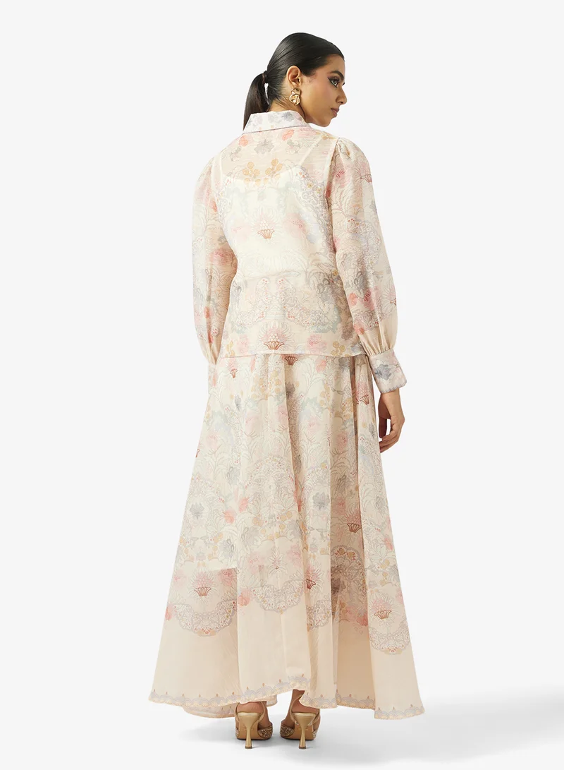 خزانة Printed Top & Skirt Set